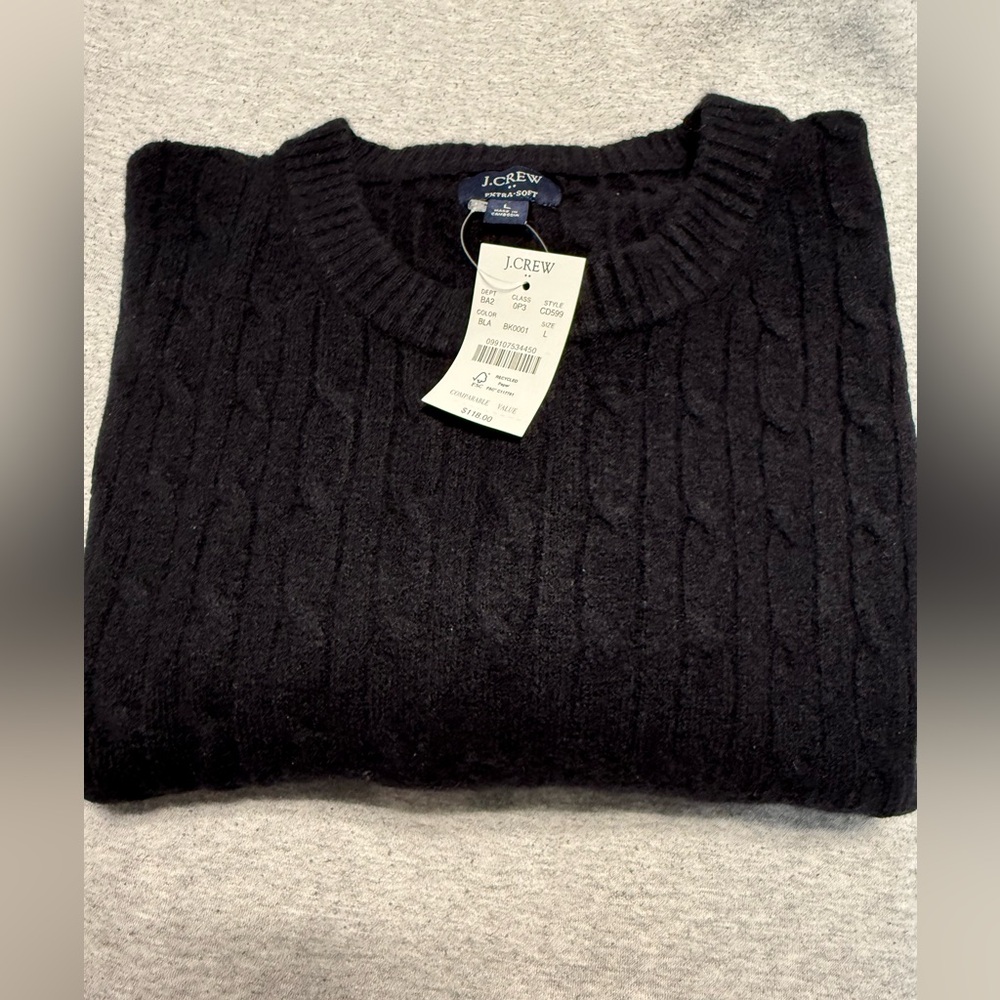 J. Crew crewneck cable sweater in extra-soft yarn, size L
